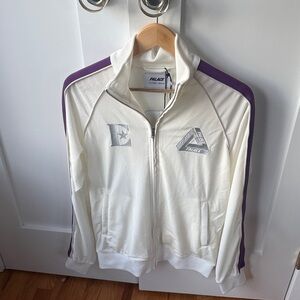 NWT Palace Elton John Velour Cream & Purple Embroidered Track Jacket Mens Small